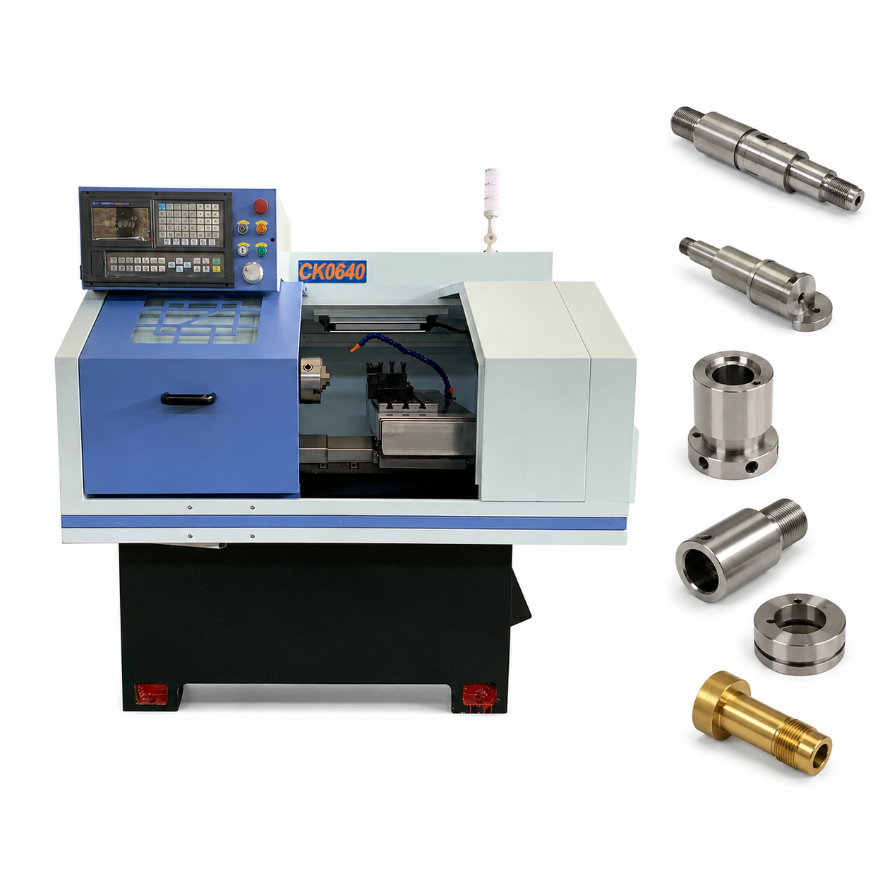 CNC lathe with precision machined shafts and bushings for spindle bore selection guide